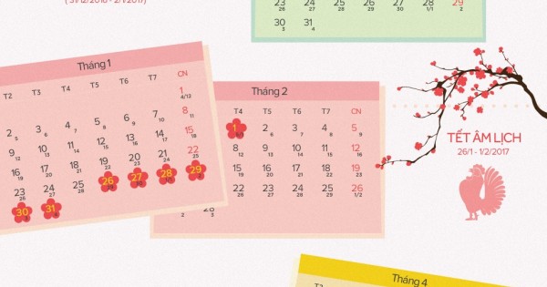 Lịch nghỉ các ngày lễ, Tết năm 2017
