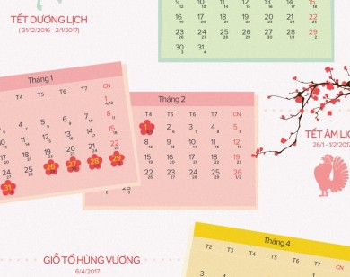 Lịch nghỉ các ngày lễ, Tết năm 2017