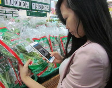 Siêu thị Co.op bán 16 loại rau củ có dán tem truy xuất nguồn gốc bằng điện thoại thông minh