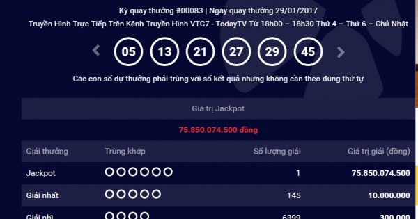 Khai xuân: Xổ số Vietlott có người trúng giải Jackpot gần 76 tỷ đồng