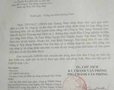 Vụ Number One bị tố quỵt nợ: UBND tỉnh Quảng Nam yêu cầu công an tỉnh xem xét, xử lý?