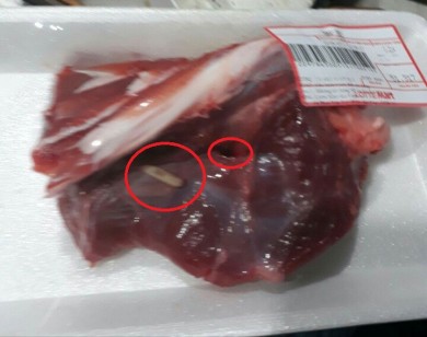 Kinh hoàng: Thịt bò của siêu thị Lotte Mart có dòi?