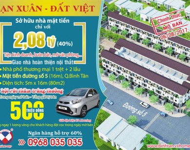 Mua nhà phố Vạn Xuân Đất Việt có cơ hội 'ring' xe Morning về nhà