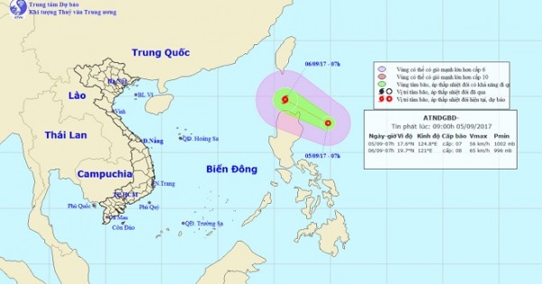 Dự báo thời tiết ngày 6/9: Áp thấp nhiệt đới đang hướng vào biển Đông, gió giật cấp 10