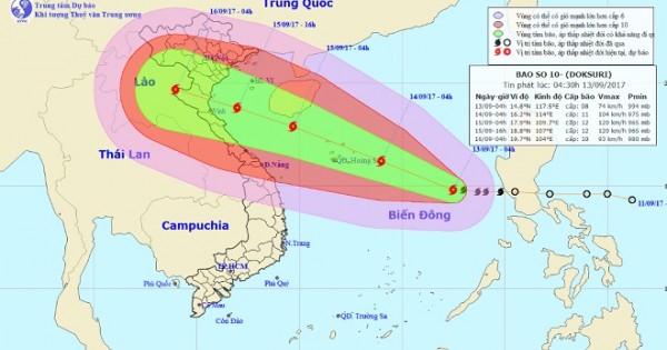 Bão số 10 giật cấp 15 hướng vào Nam Định - Quảng Bình