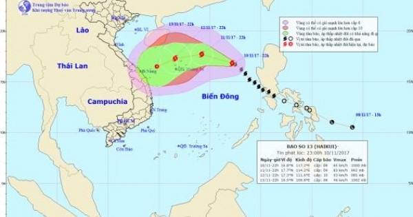 Dự báo thời tiết 11/11: Bão số 13 liên tục tăng cấp