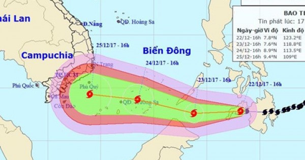 Dự báo thời tiết 23/12: Bão TemBin vào Biển Đông mạnh lên, Bắc Bộ ấm áp