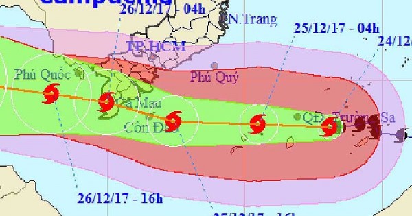 Bão số 16 đang tiến vào biển Bà Rịa - Vũng Tàu đến Cà Mau, vào đất liền tối nay