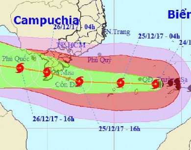 Bão số 16 đang tiến vào biển Bà Rịa - Vũng Tàu đến Cà Mau, vào đất liền tối nay