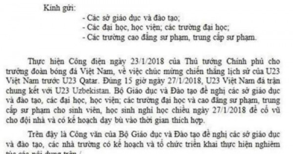 Xuất hiện công văn giả mạo Bộ GD&ĐT cho HS nghỉ học chiều ngày 27/1