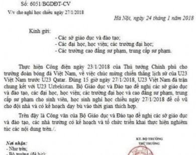 Xuất hiện công văn giả mạo Bộ GD&ĐT cho HS nghỉ học chiều ngày 27/1