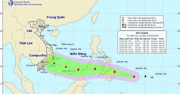 Bão Sanba giật cấp 11 đang tiến vào Biển Đông