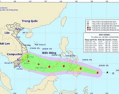 Bão Sanba giật cấp 11 đang tiến vào Biển Đông