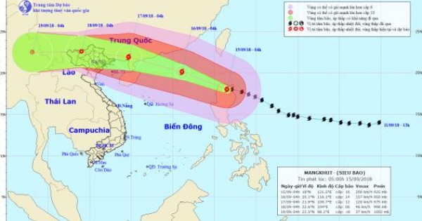 Dự báo thời tiết 15/9: Siêu bão Mangkhut đổ bộ vào biển Đông