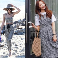 Diện váy ca rô để chị em trẻ ra cả chục tuổi