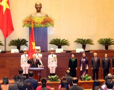 Hình ảnh Chủ tịch nước Nguyễn Phú Trọng tuyên thệ nhậm chức
