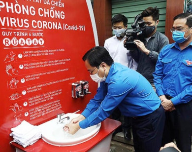 Khánh thành trạm rửa tay dã chiến chống dịch Covid-19 đầu tiên tại Hà Nội