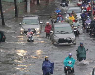 Mưa như trút nước, hàng loạt tuyến đường ở TP Hồ Chí Minh ngập sâu