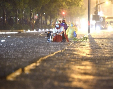 Mưa lớn, nhiều tuyến đường TP Hồ Chí Minh ngập nặng
