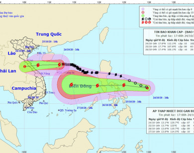 Bão số 8 đang tiến vào các tỉnh Hà Tĩnh - Quảng Trị, xuất hiện áp thấp nhiệt đới mới gần biển Đông