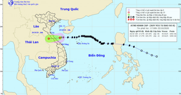Bão số 8 suy yếu thành áp thấp nhiệt đới khi đổ bộ vào Hà Tĩnh - Quảng Trị