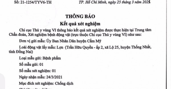 Công bố kết quả xét nghiệm mẫu bệnh phẩm 138 con lợn chôn lậu ở Đồng Nai