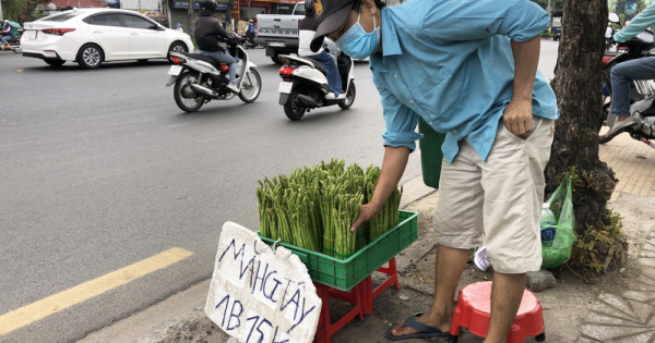 Măng tây giá rẻ được bán tràn lan trên các vỉa hè