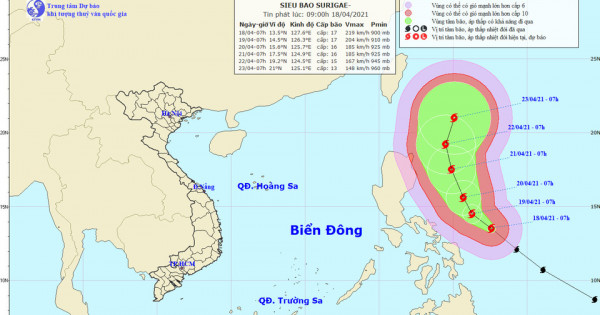 Yêu cầu các tỉnh sẵn sàng ứng phó siêu bão Surigae mạnh cấp 17