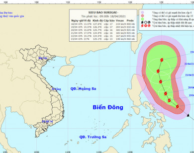 Yêu cầu các tỉnh sẵn sàng ứng phó siêu bão Surigae mạnh cấp 17