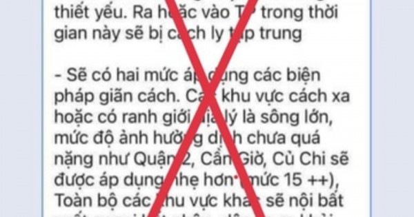 "Phong tỏa TP Hồ Chí Minh trong 10-15 ngày" là tin giả mạo