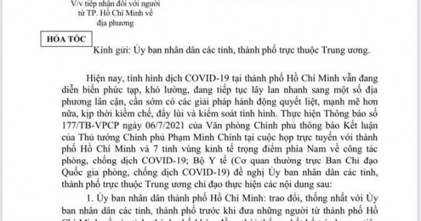 Người từ TP Hồ Chí Minh đi 62 địa phương khác phải tự cách ly 7 ngày, xét nghiệm 3 lần