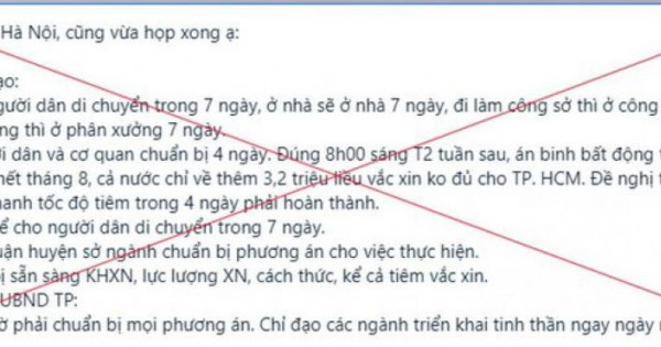 Thông tin "Hà Nội cấm người dân ra đường trong 7 ngày" là tin giả
