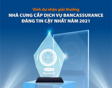 Dai-ichi Life Việt Nam và Sacombank nhận giải thưởng Nhà cung cấp dịch vụ Bancassurance đáng tin cậy nhất tại Việt Nam năm 2021