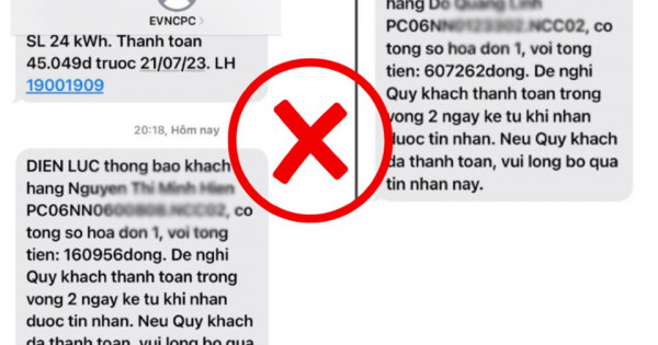 Xuất hiện tin nhắn giả mạo Tổng công ty Điện lực miền Trung "đề nghị thanh toán tiền điện"