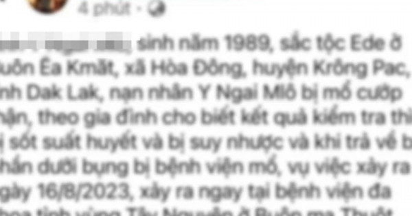 Bác bỏ thông tin ''bệnh nhân bị mổ lấy thận tại bệnh viện ở Đắk Lắk''