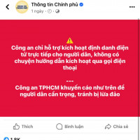 Công an TP Hồ Chí Minh khuyến cáo người dân cảnh giác với cuộc gọi kích hoạt định danh điện tử mức 2