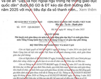 Đề nghị điều tra việc xuyên tạc quyết định phê duyệt SGK tiếng Trung