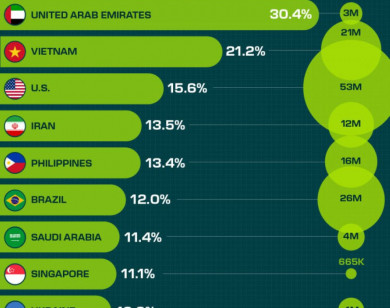 Việt Nam lọt top 10 quốc gia có tỷ lệ người dân sở hữu tiền số lớn nhất thế giới