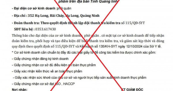 Giả danh Sở Y tế lừa đảo kiểm tra an toàn thực phẩm