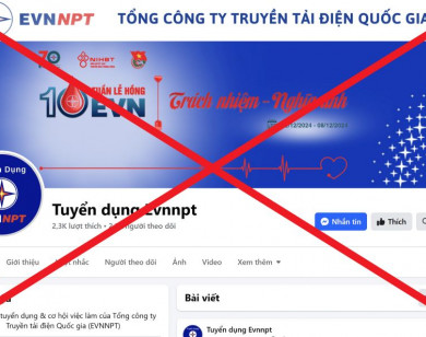 Giả mạo Fanpage của EVNNPT để tuyển dụng nhân sự