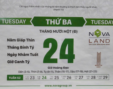 Lịch âm 24/12 chính xác nhất, lịch vạn niên ngày 24/12/2024, ngày tốt hôm nay