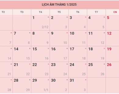 Lịch âm 12/1 chính xác nhất, lịch vạn niên ngày 12/1/2025: Việc nên và không nên làm?