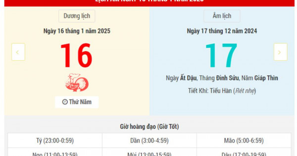 Lịch âm 16/1 chính xác nhất, lịch vạn niên ngày 16/1/2025: Việc nên và không nên làm?