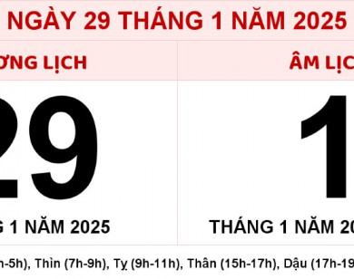 Lịch âm 29/1 chính xác nhất, lịch vạn niên ngày 29/1/2025: Việc nên và không nên làm?