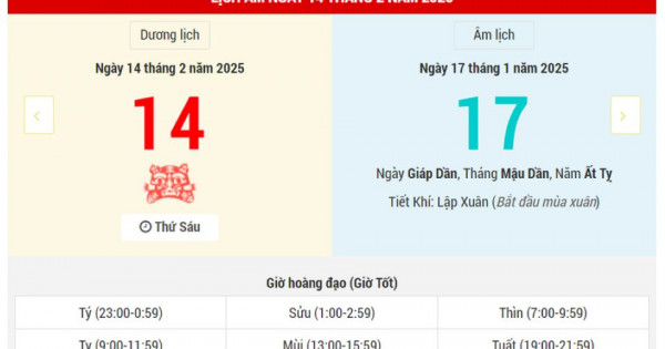 Lịch âm 14/2 chính xác nhất, lịch vạn niên ngày 14/2/2025: Việc nên và không nên làm?