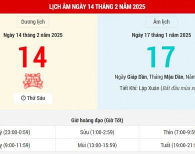 Lịch âm 14/2 chính xác nhất, lịch vạn niên ngày 14/2/2025: Việc nên và không nên làm?