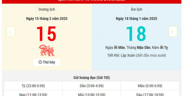 Lịch âm 15/2 chính xác nhất, lịch vạn niên ngày 15/2/2025: Việc nên và không nên làm?