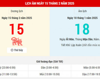 Lịch âm 15/2 chính xác nhất, lịch vạn niên ngày 15/2/2025: Việc nên và không nên làm?