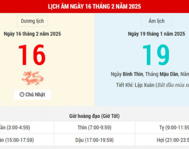 Lịch âm 16/2 chính xác nhất, lịch vạn niên ngày 16/2/2025: Việc nên và không nên làm?