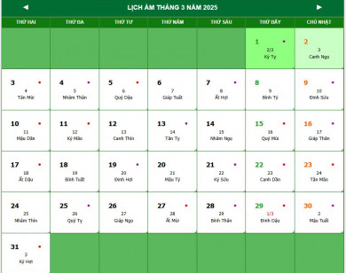 Lịch âm 2/3 chính xác nhất, lịch vạn niên ngày 2/3/2025: Việc nên và không nên làm?